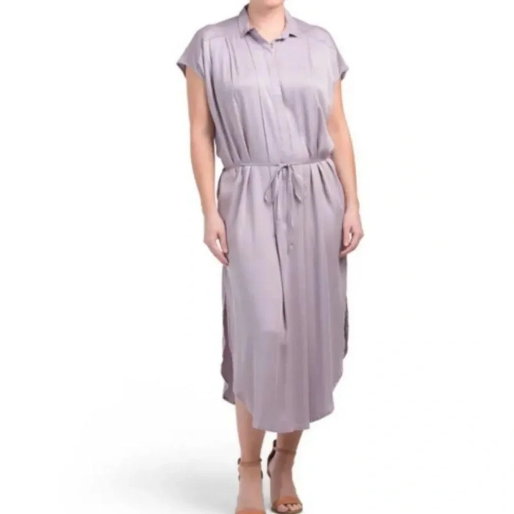 Young Fabulous & Broke Cap Sleeve Shirt Dress Mauve Purple​